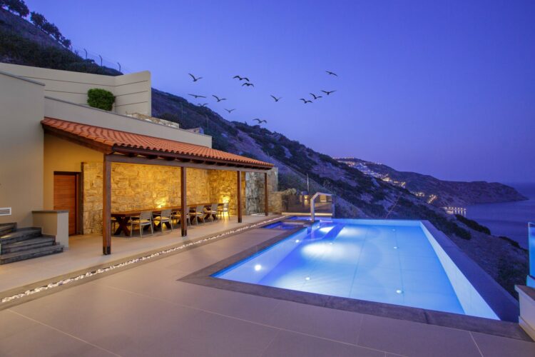 Agean Dream Villa I Luxuriöses Ferienhaus Kreta Mieten Pool By Night