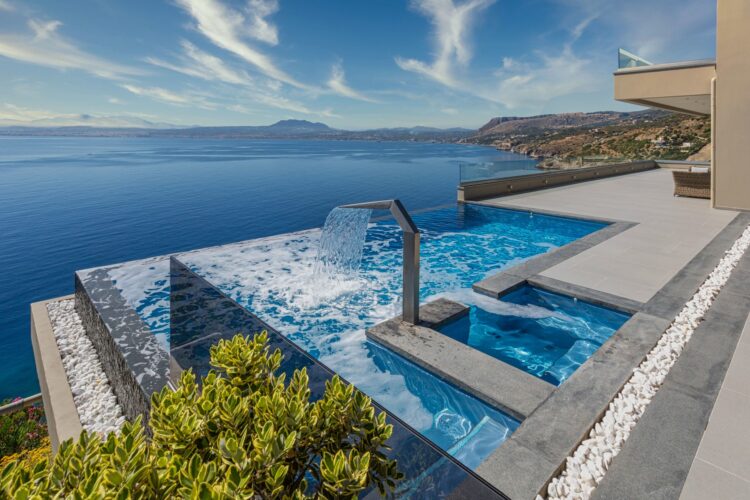 Agean Dream Villa I Luxus Ferienhaus Kreta Mieten Infinitypool Mit Wasserfall