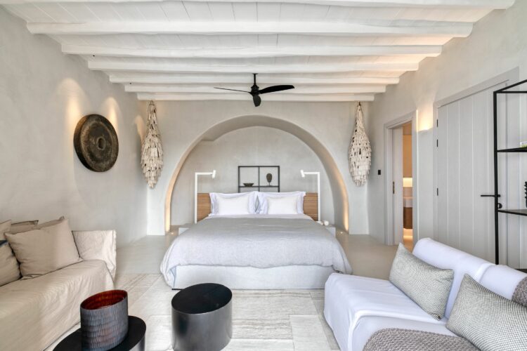 Agia Sofia Retreat Exklusives Ferienhaus Mykonos Mieten Schlafzimmer Delos