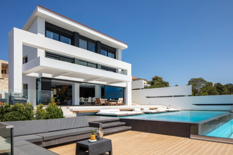 Bay Residence Luxus Ferienhaus Kreta Griechenland Lounge Area Am Pool