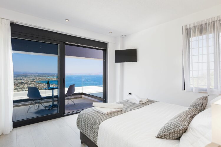 Bay Residence Luxus Ferienvilla Kreta Griechenland Schlafzimmer Mit Meeerblick