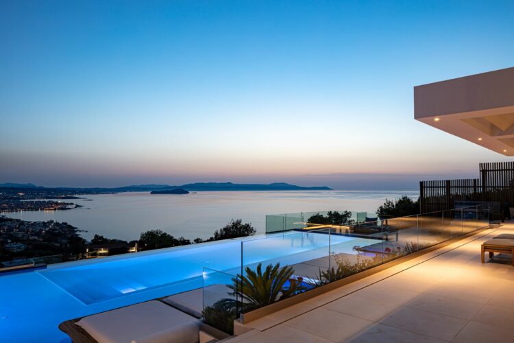 Bay Residence Luxus Villa Kreta Griechenland Traumhafter View By Night