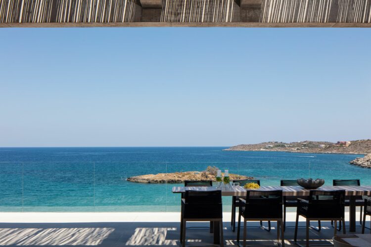 Beach Cape Villa Luxus Ferienhaus Kreta Am Strand Mieten Alfresco Essbereich