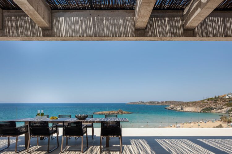 Beach Cape Villa Luxus Ferienhaus Kreta Am Strand Mieten Outdoor Essbereich