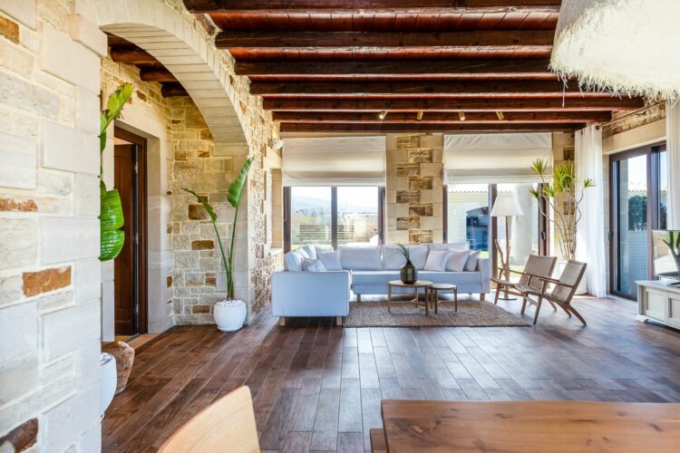 Beachfront Estate Exklusives Ferienhaus Kreta Mieten Wohnbereich