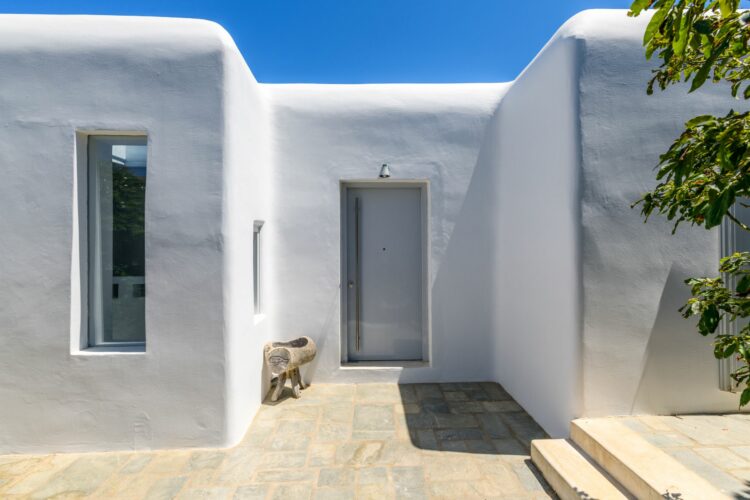 Blue Sky Villa Luxus Ferienhaus Mykonos Mieten Alfresco Eingang