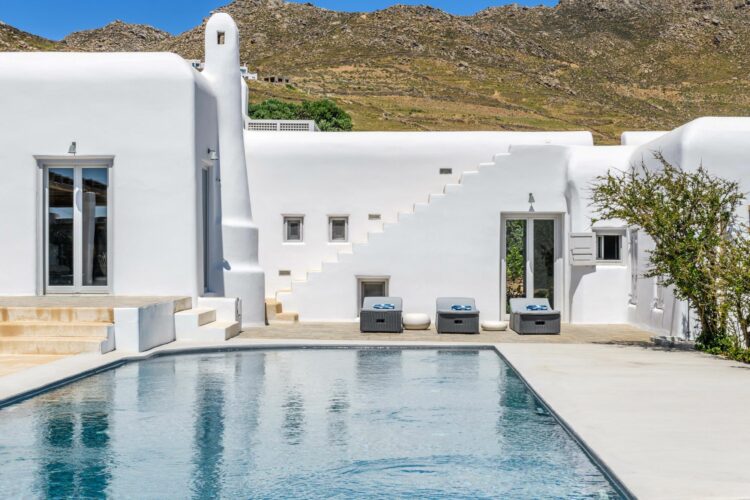 Blue Sky Villa Luxus Ferienhaus Mykonos Mieten Fassade