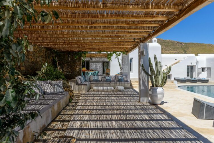 Blue Sky Villa Luxus Ferienvilla Mykonos Mieten Außenbereich