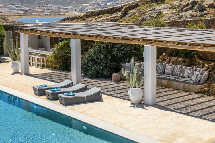 Blue Sky Villa Luxus Ferienvilla Mykonos Mieten Pergola