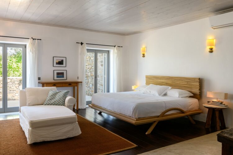 Blue Sky Villa Exklusives Ferienhaus Mykonos Mieten Schlafzimmer Mit Sofa