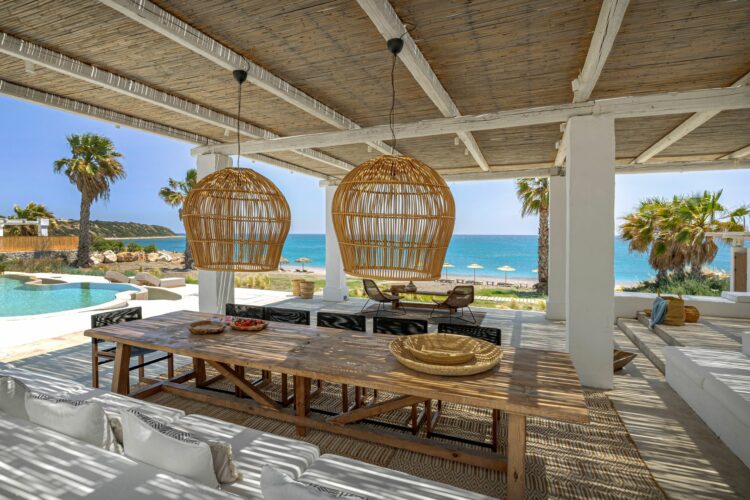 Boho Beachhouse Luxus Ferienhaus Rhodos Mieten Lounge Area