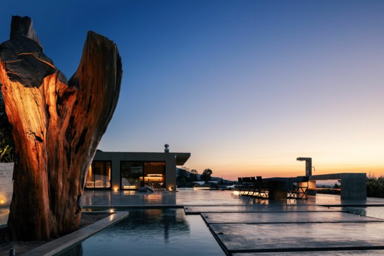 Boho House Luxus Ferienhaus Kreta Griechenland Außenbereich Am Abend