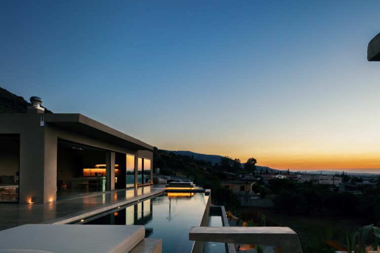 Boho House Luxus Ferienvilla Kreta Griechenland Ausblick Sonnenuntergang