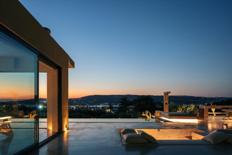 Boho House Luxus Ferienvilla Kreta Griechenland Eingelassene Lounge Area