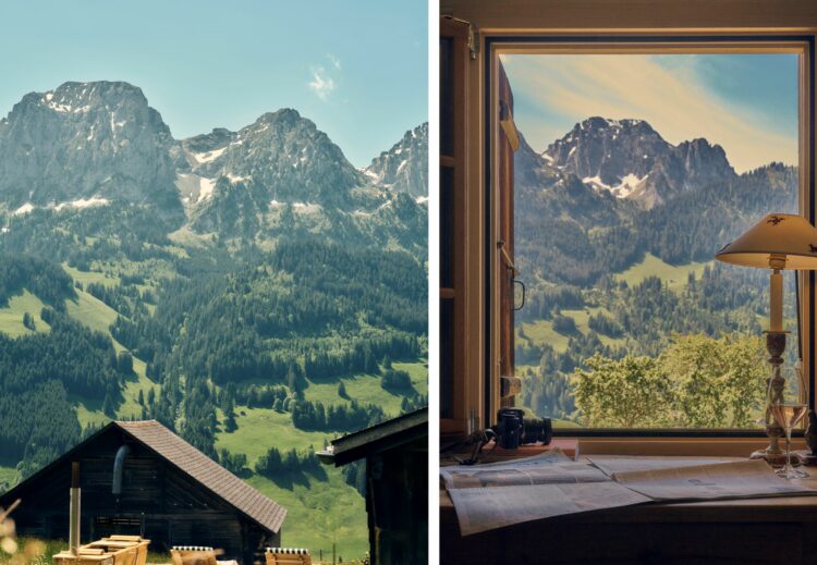 Cozy Club Chalet Luxus Ferienhaus Gstaad Schweiz Ausblick Im Sommer