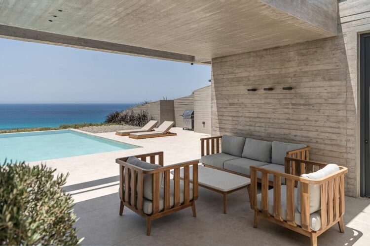 Design Villa Falassarna Beach I Exklusives Ferienhaus Kreta Mieten Outdoor Lounge