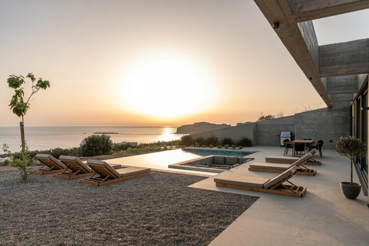 Design Villa Falassarna Beach Ii Luxuriöses Ferienhaus Kreta Mieten Abendstimmung