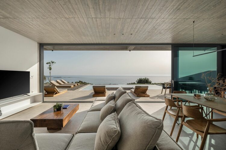 Design Villa Falassarna Beach Ii Traumhaftes Ferienhaus Kreta Mieten Offener Wohnbereich