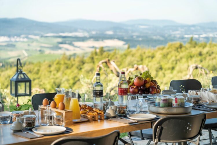 Farmhouse Castellina In Chianti Luxus Ferienhaus Toskana Italien Essen Mit Panorama