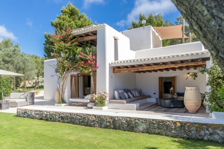 Finca Rural Luxus Ferienhaus Ibiza Mieten Außenansicht Veranda