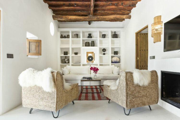 Finca Rural Luxus Ferienhaus Ibiza Mieten Gemütliches Wohnzimmer