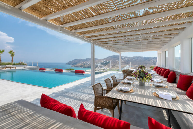 Heavenly Retreat Resort Luxus Ferienvilla Mykonos Alfresco Essbereich