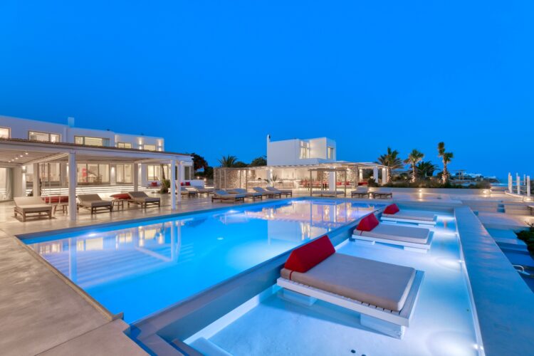 Heavenly Retreat Resort Luxus Ferienvilla Mykonos Pool By Night