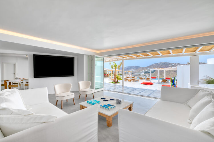 Heavenly Retreat Resort Luxus Ferienvilla Mykonos Wohnzimmer