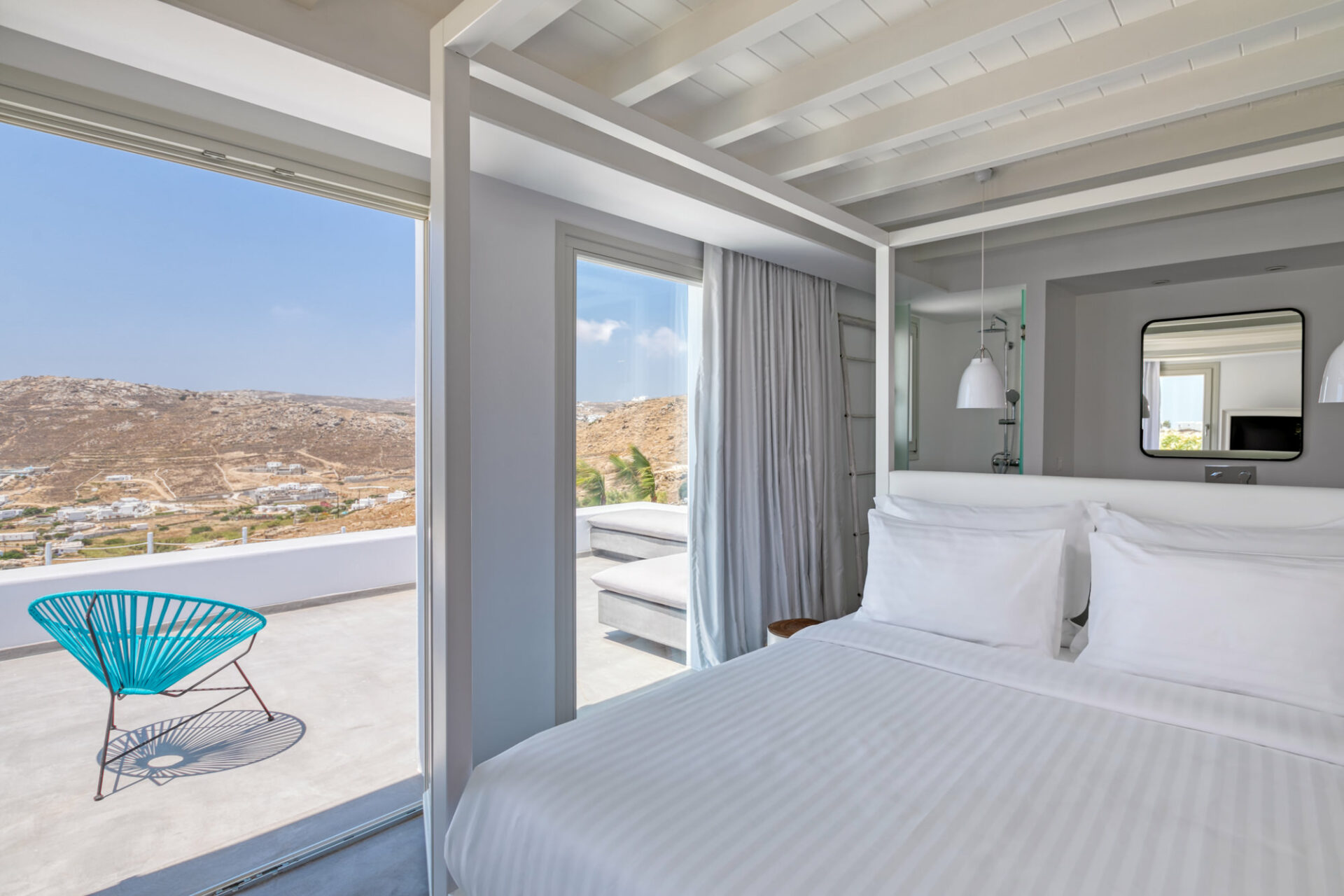 Heavenly Retreat Resort Luxusvilla Mykonos Mieten Schlafzimmer Mit Balkon