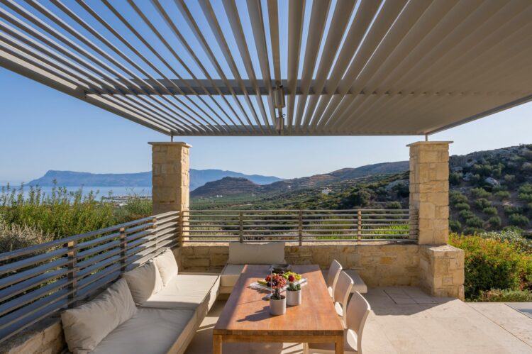 Hillside Villa Kissamos Luxus Ferienvilla Kreta Mieten Alfresco Essbereich