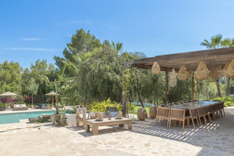 La Cabana Luxus Ferienhaus Ibiza Mieten Essbereich Am Pool