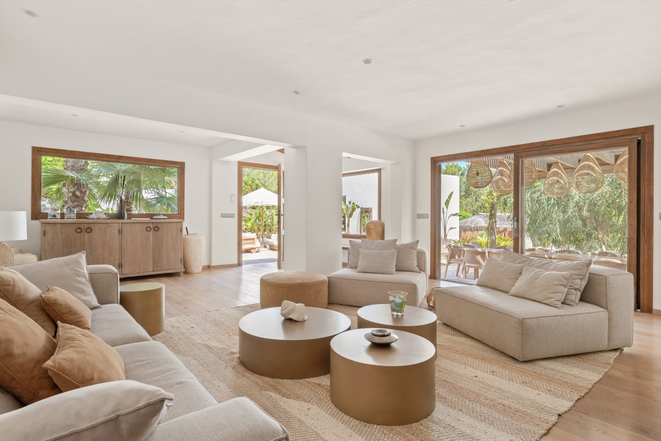La Cabana Luxus Ferienhaus Ibiza Mieten Wohnzimmer