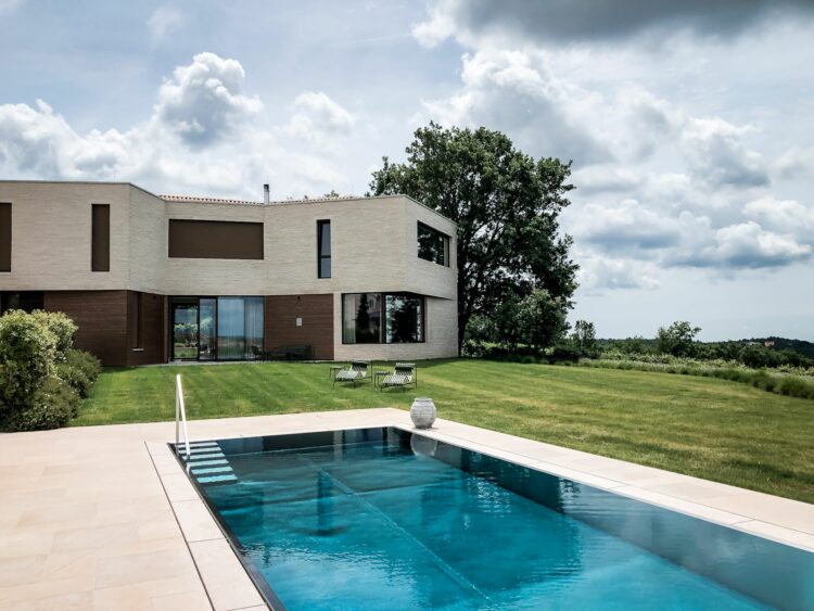 Modern Sea View Villa Traumhaftes Ferienhaus Kroatien Istrien Außenansicht Mit Pool