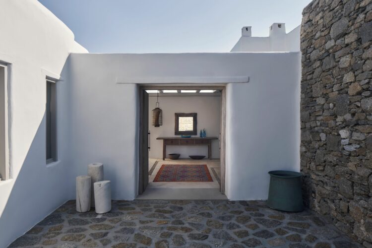 Natural Dream Villa Luxuriöses Ferienhaus Mykonos Mieten Eingangsbereich