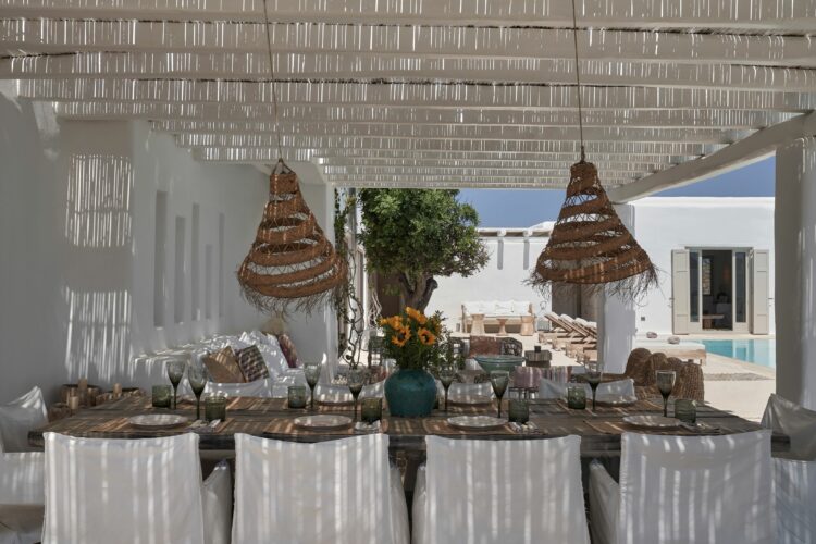 Natural Dream Villa Luxus Ferienvilla Mykonos Mieten Alfresco Essbereich