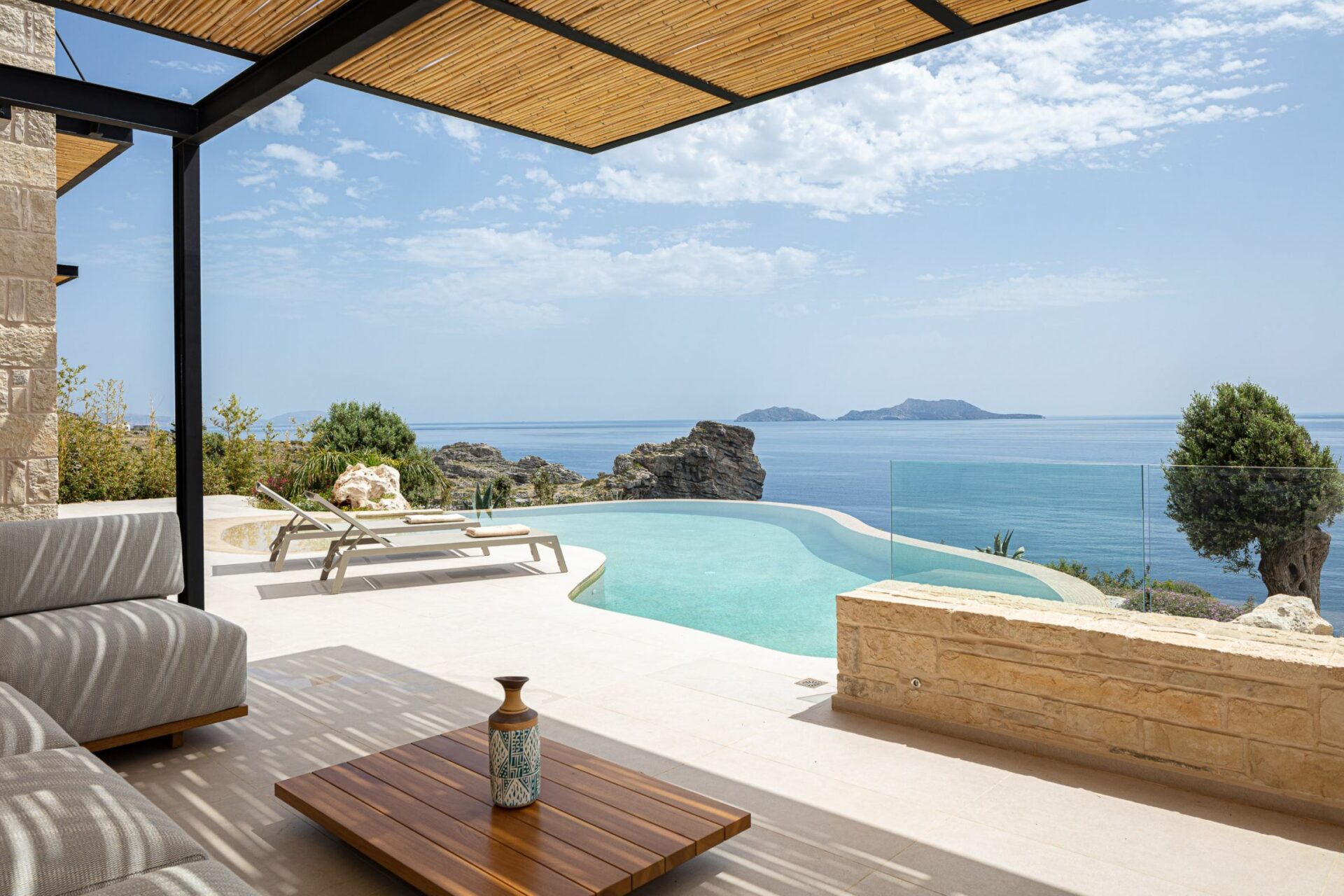 Paximadia Beachvilla I Luxuriöses Ferienhaus Kreta Am Meer Mieten Lounge