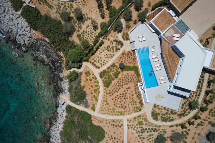 Seafront Villa Ammoudara Luxus Ferienhaus Kreta Mieten Blick Von Oben