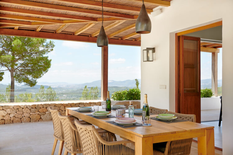 Silencioso Vista Luxus Finca Ibiza Mieten Alfresco Essbereich