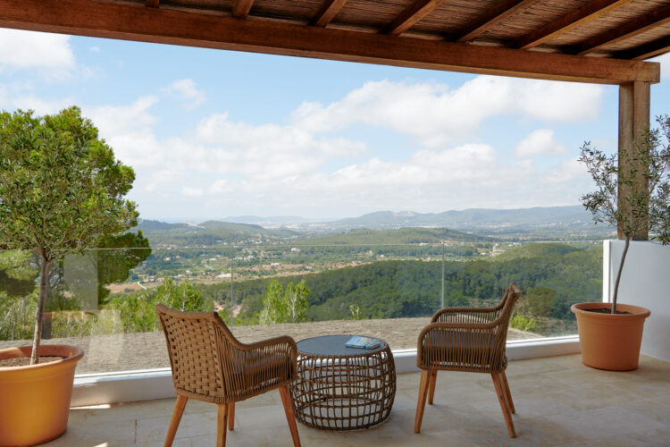 Silencioso Vista Luxus Finca Ibiza Mieten Balkon Mit Meerblick