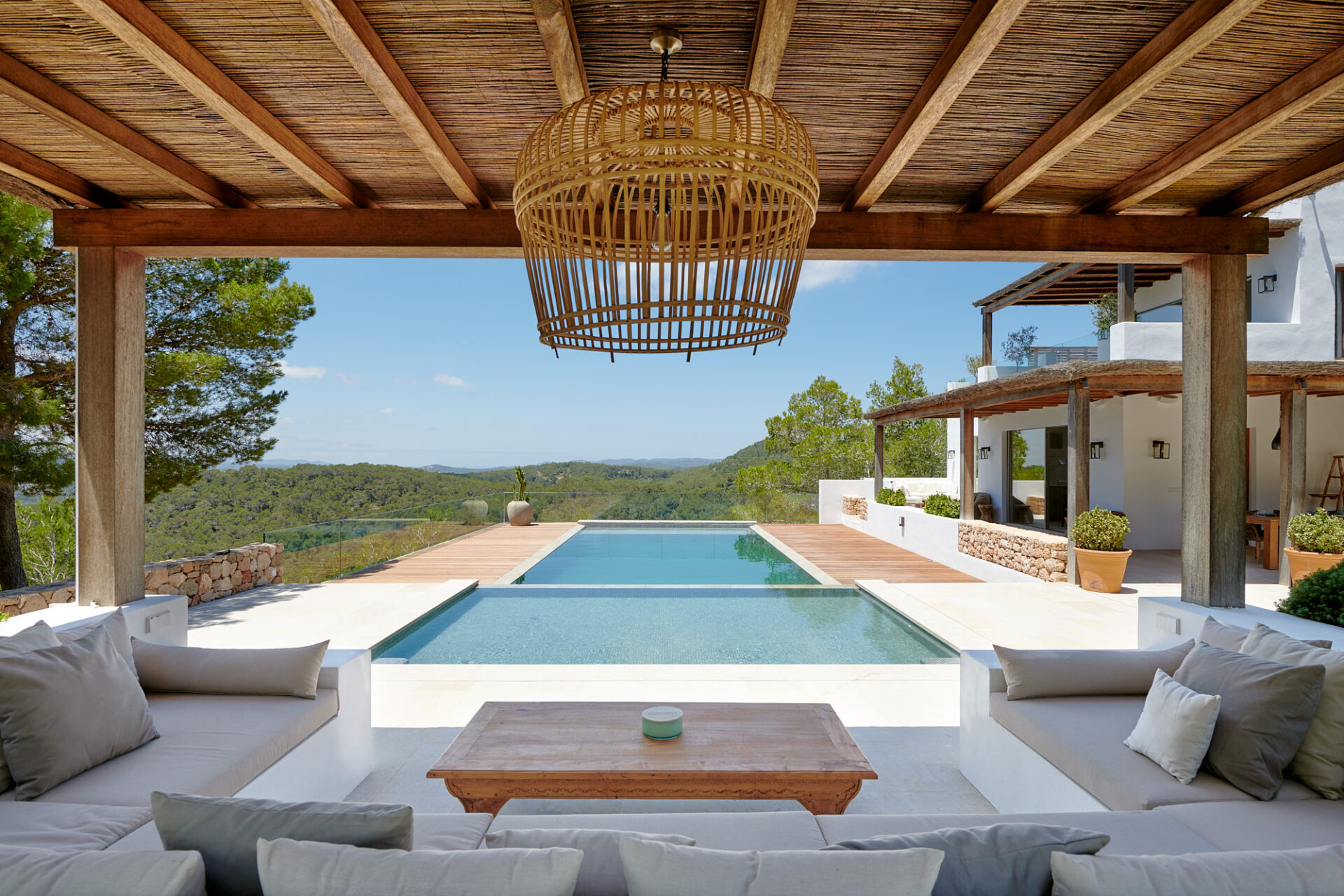 Silencioso Vista Luxus Finca Ibiza Mieten Outdoor Lounge Am Pool