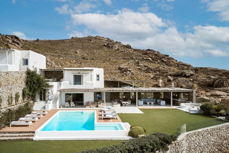 Sky View Villa Exklusives Ferienhaus Mykonos Mieten Außenansicht