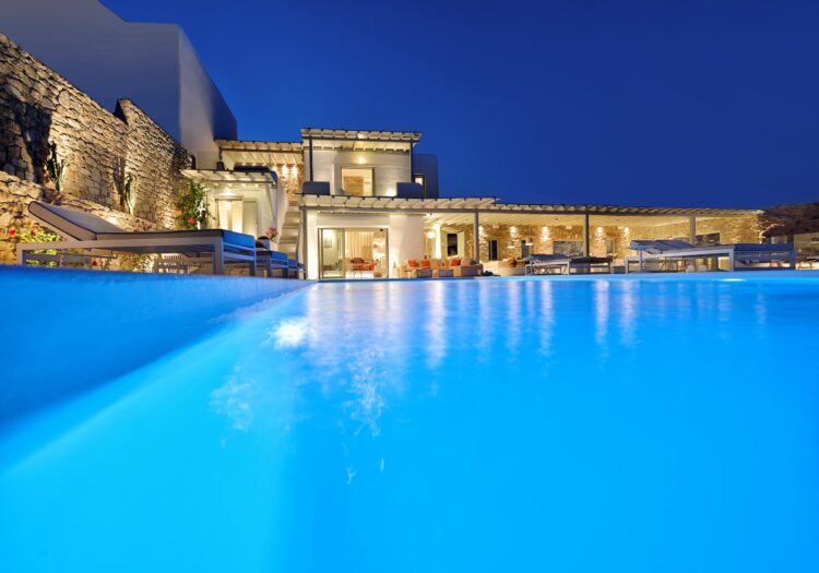 Sky View Villa Exklusives Ferienhaus Mykonos Mieten Pool By Night