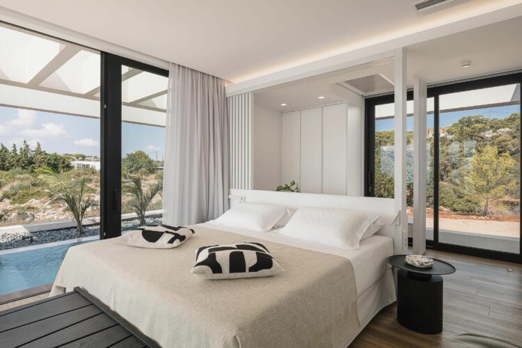 Sophisticated Estate Luxus Ferienhaus Kreta Mieten Elegantes Schlafzimmer