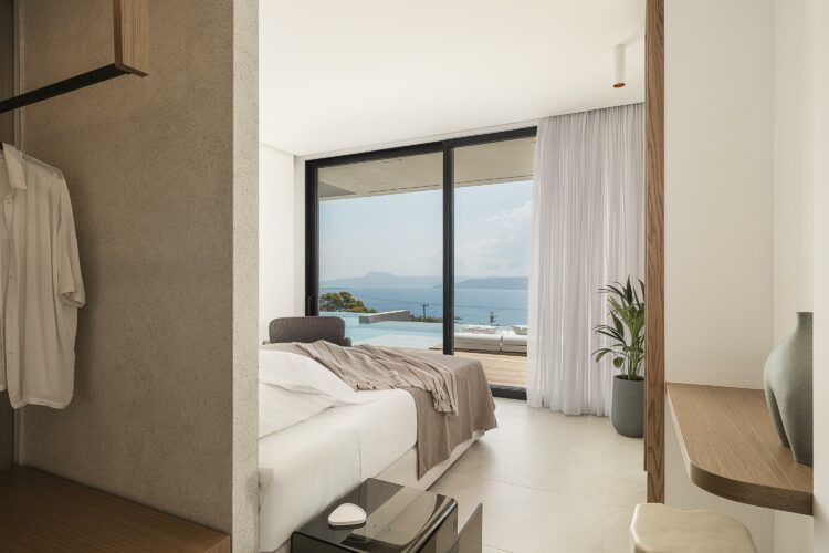 Sophisticated Estate Luxus Ferienhaus Kreta Mieten Helles Schlafzimmer