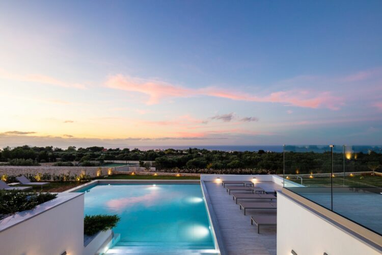 Sublime Escape Villa Traumhaftes Ferienhaus Kreta Griechenland Sonnenuntergang Am Pool