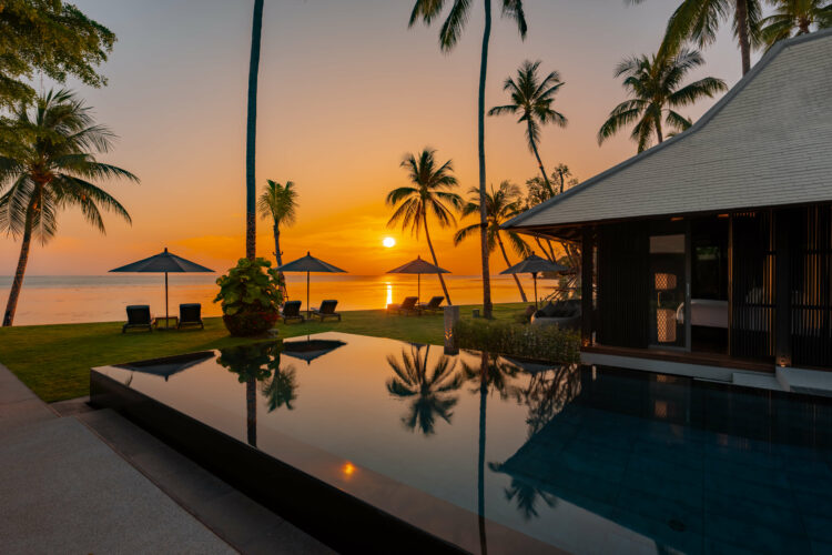 Villa Akatsuki Luxuriöses Ferienhaus Koh Samui Thailand Mieten Sonnenuntergang
