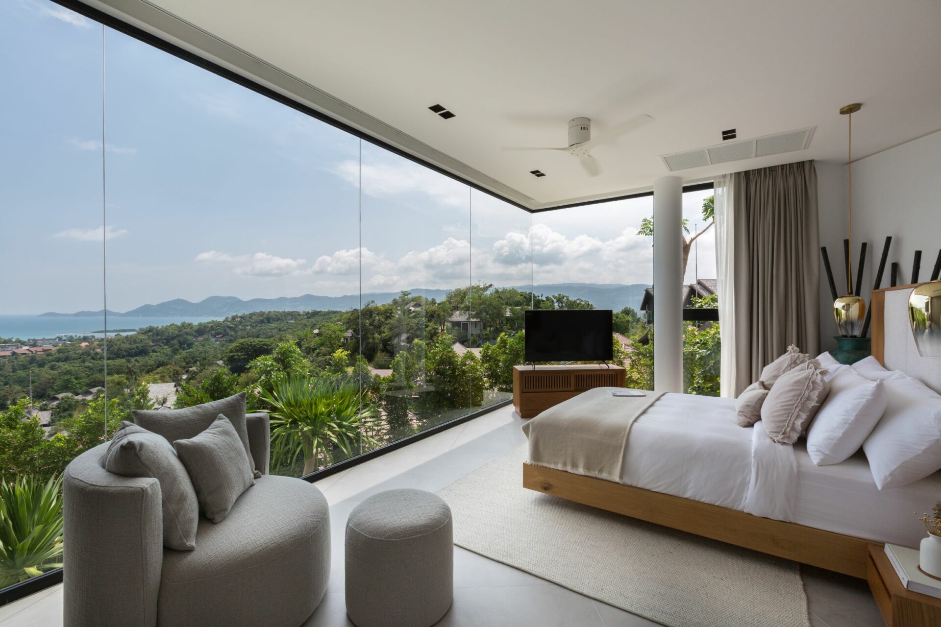 Villa Amylia Luxus Ferienvilla Koh Samui Villa Ruby Schlafzimmer Mit Glasfront