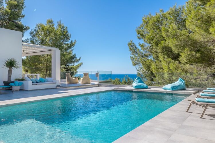 Villa Blue Boho Luxus Ferienhaus Ibiza Mieten Pool Mit Meerblick