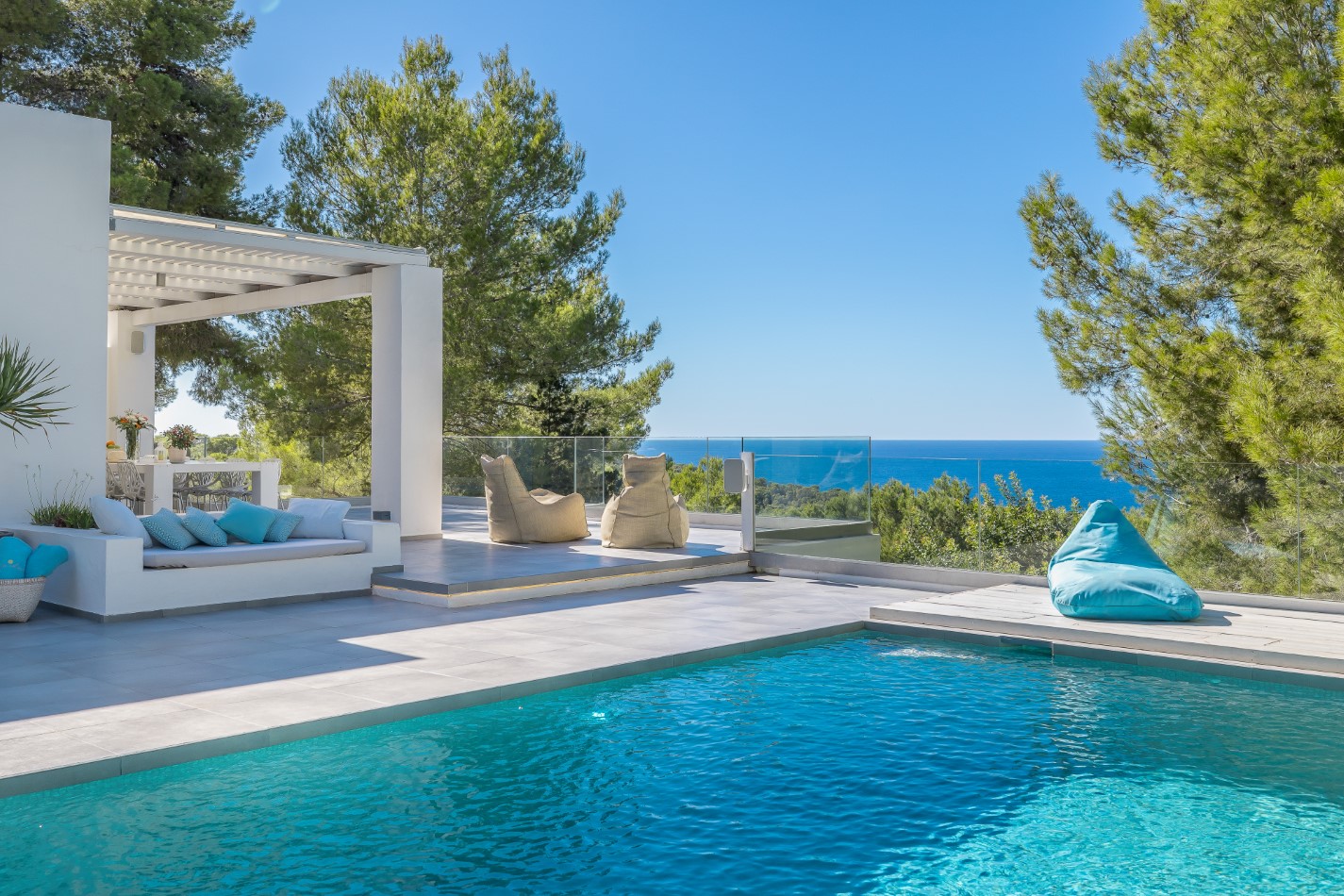 Villa Blue Boho Luxus Ferienhaus Ibiza Mieten Atemberaubender Meerblick