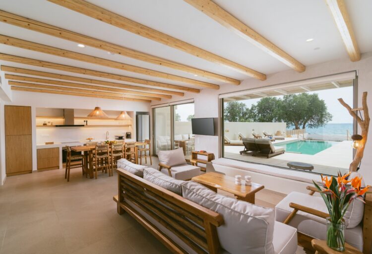 Villa Mareva Luxus Ferienhaus Kreta Süden Mieten Offener Wohnbereich